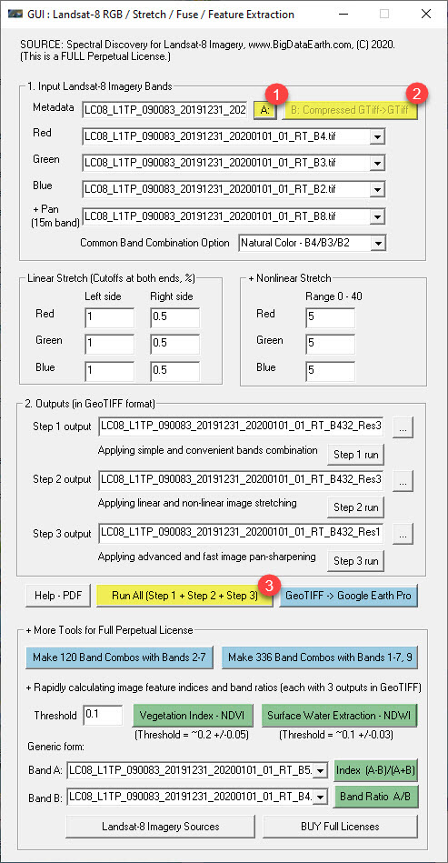 GUI software - Spectral Discovery for Landsat-8 Imagery